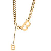 Titanium Steel Jewelry Necklace, with 5cm extender chain, Letter B, plated, curb chain & for woman Approx 44 cm 