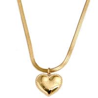 Titanium Steel Jewelry Necklace, with Plastic Pearl, with 5cm extender chain, Heart, gold color plated, herringbone chain & for woman, golden Approx 40 cm 