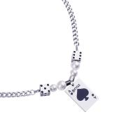 Stainless Steel Jewelry Necklace, 316L Stainless Steel, with Plastic Pearl, epoxy gel, Unisex & curb chain silver color Approx 50 