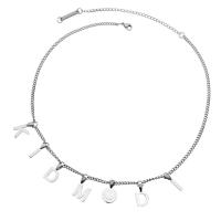 Titan Schmuck Halskette, Titanstahl, mit Verlängerungskettchen von 10cm, Alphabet-Buchstabe, plattiert, unisex & Rundgliederkette, keine, Länge:ca. 45 cm, verkauft von PC