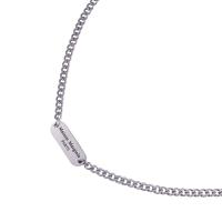 Collar de la joyería de titanio, Partículas de acero, con 5cm extender cadena, Patrón Geométrico, pulido, unisexo & cadenilla, plateado, 40x10mm, longitud:aproximado 55 cm, Vendido por UD