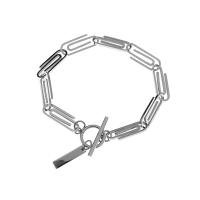 Stainless Steel Chain Bracelets, 316L Stainless Steel, Geometrical Pattern, polished, Length Adjustable & Unisex, silver color Approx 19 cm 