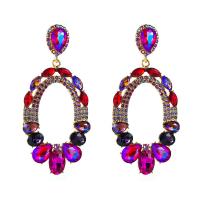 Zinc Alloy Rhinestone Drop Earring, with Glass, plated, for woman & with rhinestone 