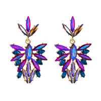 Glass Zinc Alloy Earring, with Glass, plated, for woman 