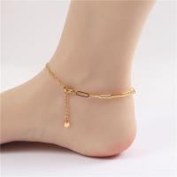 Fashion Jewelry Anklet, Titanium Steel, with 1.96 inch extender chain, gold color plated, for woman Approx 7.87 Inch 