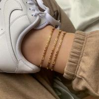 Fashion Jewelry Anklet, Titanium Steel, with 1.96 inch extender chain, gold color plated, for woman Approx 7.68 Inch 