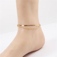 Fashion Jewelry Anklet, Titanium Steel, with 1.96 inch extender chain, gold color plated, Double Layer & for woman Approx 7.87 Inch 