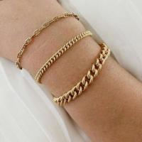 Titanium Steel Bracelet & Bangle, with 1.96 inch extender chain, gold color plated & curb chain & for woman Approx 5.9 Inch 