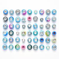 Acrylique Perles européennes de grand trou, avec argile de polymère & résine, mélangé, plus de couleurs à choisir, 8.5-14x6.5-10mm Environ 5mm, Environ Vendu par sac