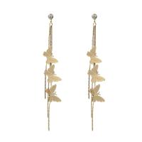 Fashion Fringe Earrings, Brass, plated, for woman & with rhinestone 88mm 