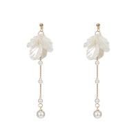 Fashion Create Jewelry Earring, Brass, with Shell & Plastic Pearl, gold color plated, for woman 