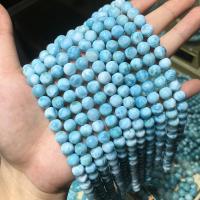 Einzelne Edelstein Perlen, Larimar, rund, DIY, blau, Länge:16 ZollInch, verkauft von Strang