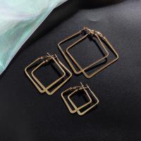 Zinc Alloy Hoop Earring, Rhombus, plated, fashion jewelry & for woman, golden 