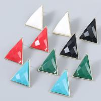 Resin Zinc Alloy Earring, with Resin, Triangle, fashion jewelry & for woman & faceted 