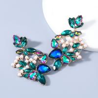 Zinc Alloy Rhinestone Drop Earring, with ABS Plastic Pearl, fashion jewelry & for woman & with glass rhinestone 