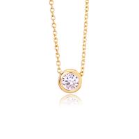 Brass Cubic Zirconia Necklace, Stainless Steel, with Brass, with 5cm extender chain, 18K gold plated, wave chain & for woman & with cubic zirconia, golden, 8mm Approx 37.5 cm 
