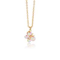 Brass Cubic Zirconia Necklace, Stainless Steel, with Brass, Butterfly, 18K gold plated, for woman & with cubic zirconia, golden, 13mm Approx 37.5 cm 