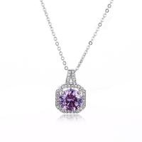 Cubic Zirconia Stainless Steel Necklace, plated, rolo chain & for woman & with cubic zirconia Approx 23.62 Inch 