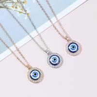 Evil Eye Jewelry Necklace, Zinc Alloy, with Epoxy Sticker, plated, rolo chain & for woman & with rhinestone 