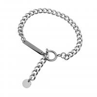 Titanium Steel Bracelet & Bangle, polished, Unisex & curb chain, silver color Approx 19 cm 