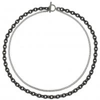 Titanium Steel Jewelry Necklace, polished, Double Layer & Unisex & curb chain, silver color Approx 50 cm 