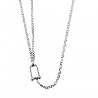 Titanium Steel Jewelry Necklace, with 5cm extender chain, polished, Unisex & curb chain, silver color Approx 45 cm 