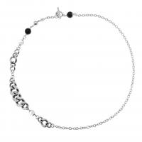 Titanium Steel Jewelry Necklace, with Plastic Pearl, polished, Unisex & oval chain, silver color Approx 60 cm 