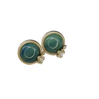 Plastic Pearl Zinc Alloy Earring, with Gemstone & Plastic Pearl, gold color plated & for woman 