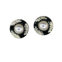 Plastic Pearl Zinc Alloy Earring, with Plastic Pearl, gold color plated & for woman 