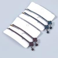 Hair Slide, Zinc Alloy, Four Leaf Clover, 2 pieces & fashion jewelry & for woman & with rhinestone 