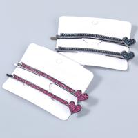 Hair Slide, Zinc Alloy, Heart, 2 pieces & fashion jewelry & for woman & with rhinestone 
