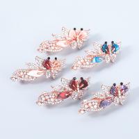 Hair Barrettes, Zinc Alloy, with Resin, Butterfly, fashion jewelry & for woman & with rhinestone 