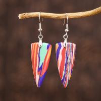 Impression Jasper Drop Earring, stainless steel earring hook, Shield, plated, for woman, multi-colored 