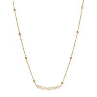 Freshwater Pearl Brass Necklace, with Freshwater Pearl, with 5cm extender chain, 14K gold plated, for woman, golden, 5mm Approx 37 cm 