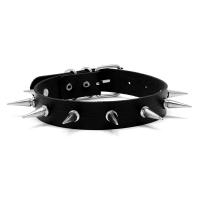 Collar Necklace, PU Leather, silver color plated, Unisex, black, 24mm 