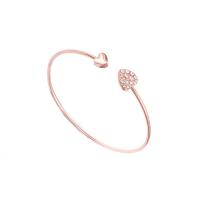 Zinc Alloy Cuff Bangle, with Rhinestone, Heart, plated, for woman 60mm 
