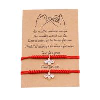 Bracelet de couple, laiton, avec Fil de coton & zircon cubique, abeille, Placage de couleur d'or, Longueur réglable & bracelet tressé & unisexe, rouge Environ 22 cm, Vendu par paire