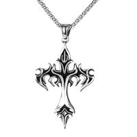 Titanium Steel Jewelry Necklace, Cross, silver color plated, Unisex, silver color Approx 60 cm 