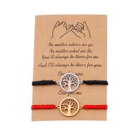 Couple Bracelet, Zinc Alloy, with Cotton Thread, Tree, gold color plated, Length Adjustable & braided bracelet & Unisex Approx 22 cm 