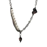 Collar de Acero Inoxidable, con Perlas plásticas, chapado en color de plata, unisexo & diferentes estilos para la opción, plateado, longitud:aproximado 50 cm, Vendido por UD