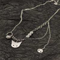 Stainless Steel Jewelry Necklace, with Plastic Pearl, Cartoon, polished, Unisex silver color Approx 50 cm 