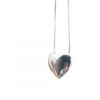 Stainless Steel Jewelry Necklace, Heart, silver color plated, Unisex & snake chain, silver color Approx 45 cm 