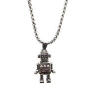 Stainless Steel Jewelry Necklace, Robot, silver color plated, Unisex silver color Approx 48 cm 