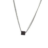 Stainless Steel Jewelry Necklace, Geometrical Pattern, silver color plated, Unisex & oval chain, silver color Approx 48 cm 