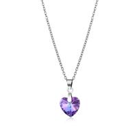 Crystal Necklace, Titanium Steel, with Crystal, Heart, silver color plated, Unisex Approx 48 cm 