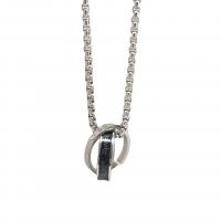 Stainless Steel Jewelry Necklace, plated, Unisex & enamel & with rhinestone, silver color cm 