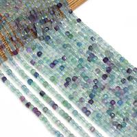 Fluorit Perlen, Würfel, DIY & facettierte, gemischte Farben, 4x4mm, Länge:38 cm, verkauft von Strang