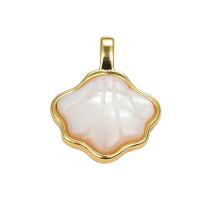 Brass Jewelry Pendants, with Shell, Shell, gold color plated, 16mm 