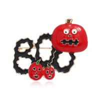 Broche de Halloween, aleación de zinc, Calabaza, Diseño de Halloween & Joyería & para mujer & esmalte, negro y rojo, Vendido por UD