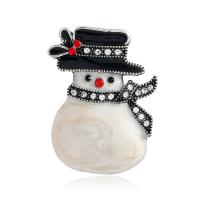 Christmas Jewelry Brooch , Zinc Alloy, Snowman, Christmas Design & fashion jewelry & for woman & enamel & with rhinestone 